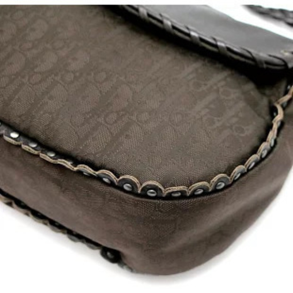 Christian Dior Trotter Ethnic Shoulder Bag Leather Brown - Picture 4 of 6